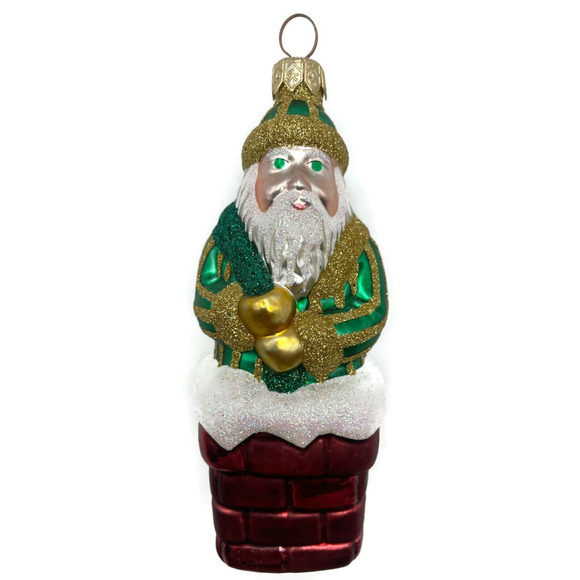 Patricia Breen Here Comes Santa Claus Green Stripes Variant Christmas Ornament - Picture 1 of 7